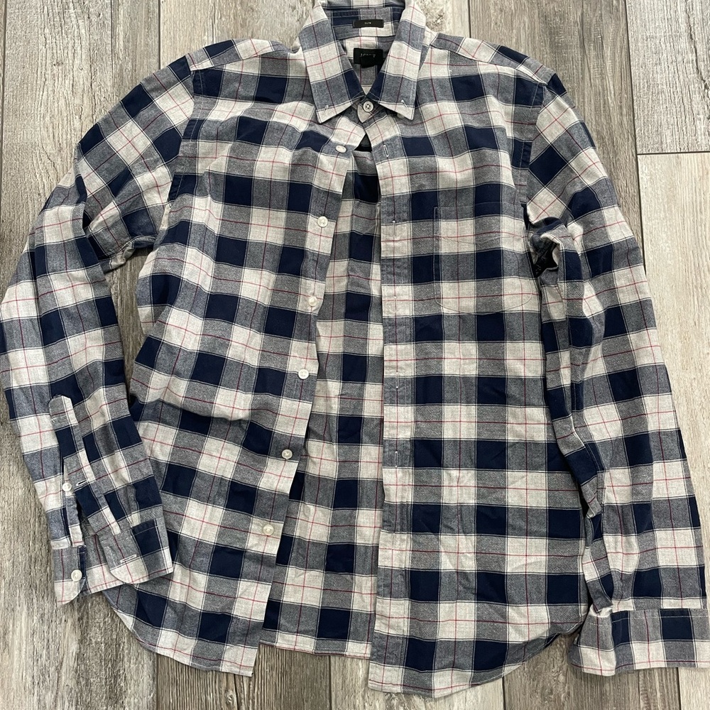J. Crew Men’s Navy, White & Red Plaid Button-Down Shirt